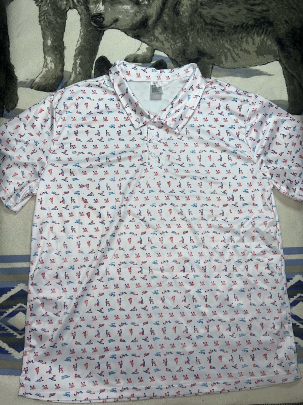 Men’s Golf Polo Shirt Funny Couples Positions Design Size XXL